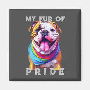Aimant Bulldog Chien Rainbow Drôle Ma fierté de fourrure