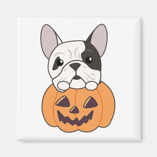 Aimant Bulldog En Chiens Citrouilles Cutes Happy Hallowee (Devant)
