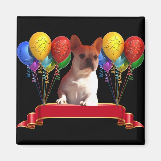 Aimant Bulldog français avec ballons (Devant)