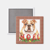 Aimant Bulldog Noel Noël à l'aquarelle (Recto/Verso)
