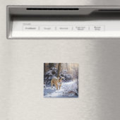 Aimant Bulldog Qu'Il Neige Noël Brossé (In Situ (Lave-vaisselle))