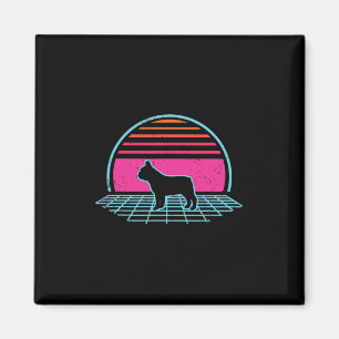 Aimant Bulldog Retro Vintage 80s Style Amoureux des chien