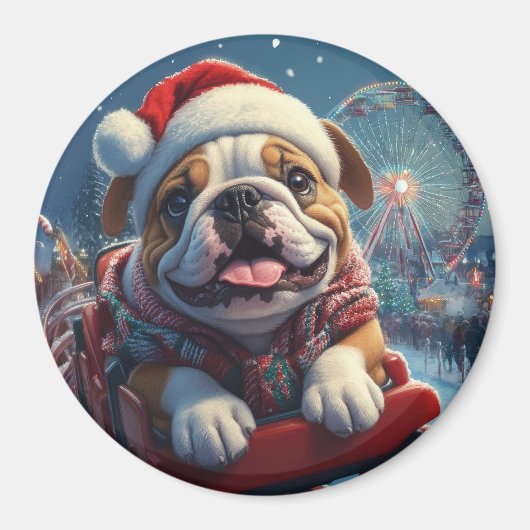 Aimant Bulldog Roller Dessous de verre Noël (Devant)