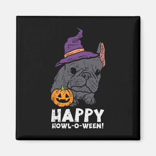 Aimant Bulldog Witch Happy Howl O Ween Fun Halloween Chie (Devant)