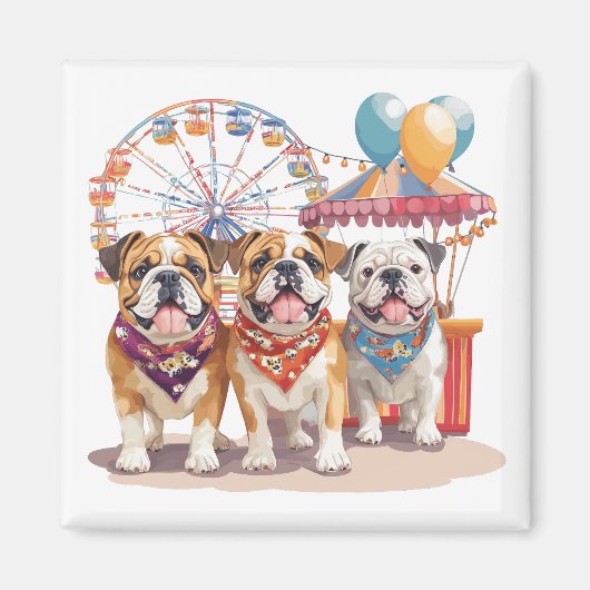 Aimant Bulldogs Anglais À Un Carnaval (Devant)