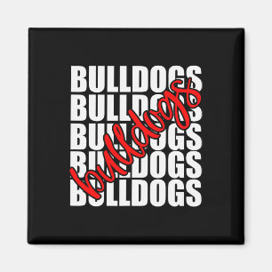 Aimant Bulldogs Red School Sports Fan Team Spirit