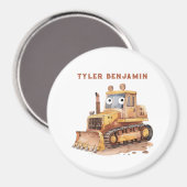 Aimant Bulldozer Aquarelle Fantaisiste (Recto/Verso)