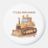 Aimant Bulldozer Aquarelle Fantaisiste (Devant)
