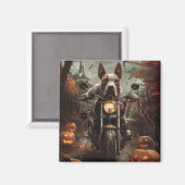 Aimant Bulle Terrier Riding Moto Halloween effrayant (Recto/Verso)