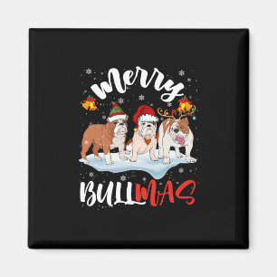 Aimant Bullmas Fun Père Noël Renne Elfe Bouledogue Noël