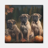 Aimant Bullmastiff Chiot Automne Citrouille de plaisir (Devant)