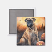 Aimant Bullmastiff d'Halloween avec la peur Citrouille (Recto/Verso)