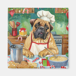 Aimant Bullmastiff Fête de fin d'année en cuisine : Noël