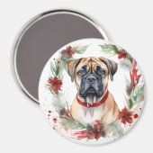 Aimant Bullmastiff Noël Wreath Festive Pup (Recto/Verso)