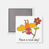 Aimant Bumble Bee with Flower, Bonne journée ! (Recto/Verso)