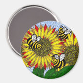 Aimant Bumblebebees Et Tournesols (Recto/Verso)