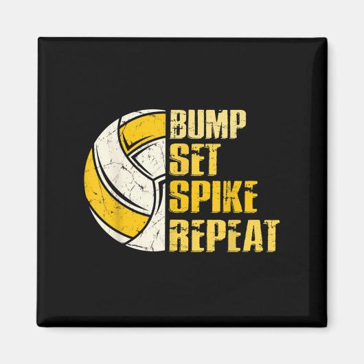 Aimant Bump Set Spike Répéter Volleyball Fun (Devant)