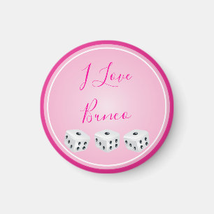 Aimant Bunco Player Dice Pink Love