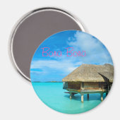 Aimant Bungalow surplombant l'eau sur l'aimant Bora Bora (Recto/Verso)