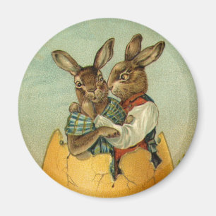 Aimant Bunnies de Pâques Victoriennes vintages dans un oe