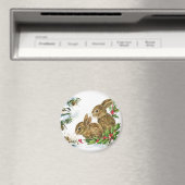 Aimant Bunnies et oiseaux Profitez de la neige de Noël (In Situ (Lave-vaisselle))