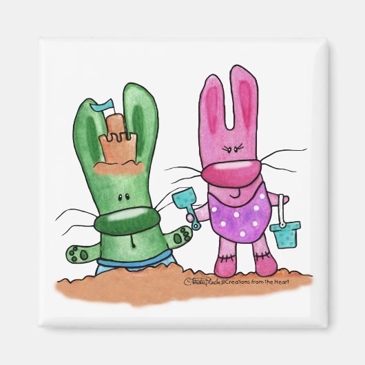 Aimant Bunnies Plage-Été Amusement (Devant)
