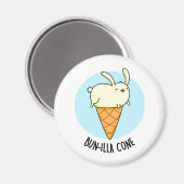 Aimant Bunnilla Cone Funny Bunny Vanilla Pun crème glacée (Recto/Verso)