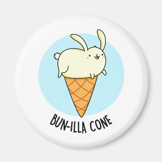 Aimant Bunnilla Cone Funny Bunny Vanilla Pun crème glacée (Devant)