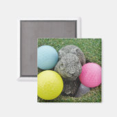Aimant Bunny avec balles de golf colorées (Recto/Verso)