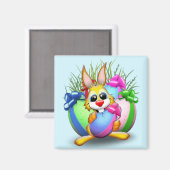 Aimant Bunny de Pâques drôle et caractère mignon Biting u (Recto/Verso)