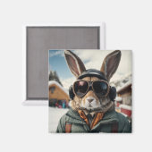 Aimant Bunny de snowboard Whimsical (Recto/Verso)