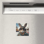 Aimant Bunny de snowboard Whimsical (In Situ (Lave-vaisselle))