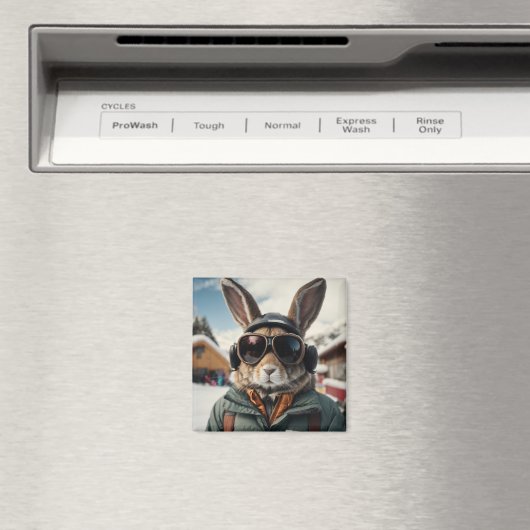 Aimant Bunny de snowboard Whimsical (In Situ (Lave-vaisselle))