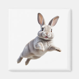 Aimant Bunny Joyeux Joueur Jouer Jouer Jumping Dans L'Air