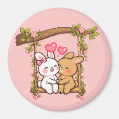 Aimant Bunny Love Series — Cute Romantic Rabbit Art (Devant)