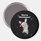 Aimant Bunny Merry Christmas Winter Animals Rabbits (Recto/Verso)