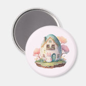 Aimant Bunny Rose & Oeuf Formé Maison Kawaii Style (Recto/Verso)