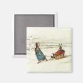 Aimant "Bunny Sleigh Ride" par Beatrix Potter (Recto/Verso)