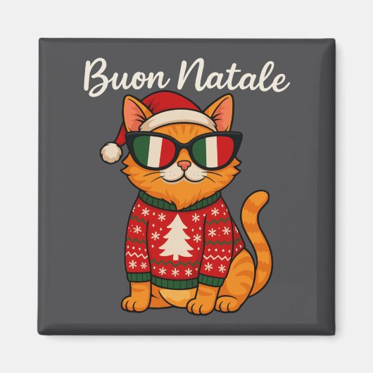 Aimant Buon Natale Italian Cat Christmas, Italy Pride Hol (Devant)