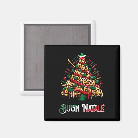 Aimant Buon natale italie pâtes noël arbre xmas (Recto/Verso)