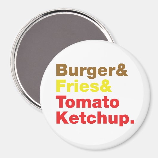 Aimant Burger & Fries & Tomato Ketchup. (Recto/Verso)