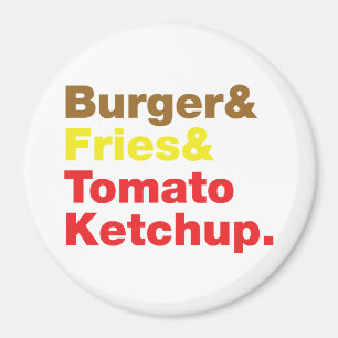 Aimant Burger & Fries & Tomato Ketchup.