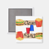 Aimant Burgers propres ou sales et lave-vaisselle Fries (Recto/Verso)