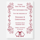 Aimant Burgundy Bells Scrollwork Mariage Enregistrer La D (Recto)