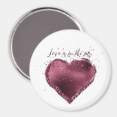Aimant Burgundy Cherry Glitter Sparkle Heart Love  (Recto/Verso)