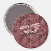 Aimant Burgundy Pink Bow Heart Necklace (Recto/Verso)