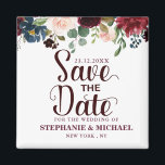 Aimant Burgundy Red Navy Floral Rustic Boho Sve la date<br><div class="desc">Aquarelle Bourgogne Rouge Marine Florale Rustique Boho Wedding Enregistrer l'aimant de date. Parfait pour un mariage de automne. Le design comprend un bouquet époustouflant de bordeaux / Marsala, pêche, fleurs marines / roses avec feuilles assortis. S'il vous plaît trouver d'autres modèles et variantes dans mon magasin "blissweddingpaperie". N'hésitez pas à...</div>