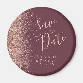 Aimant Burgundy Rose Gold Parties scintillant Script Enre (Devant)