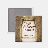 Aimant burlap mason jar western country extérieur mariage (Recto/Verso)