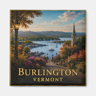Aimant Burlington Vermont Lac Champlain & Montagne Verte